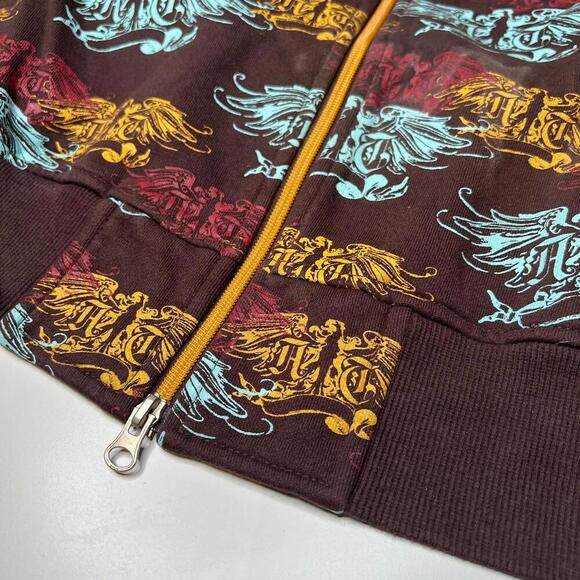 A. Tiziano Eagles Graphic Zip-Up Track Jacket Java Brown 3XL Cotton Y2K Street - Picture 6 of 6